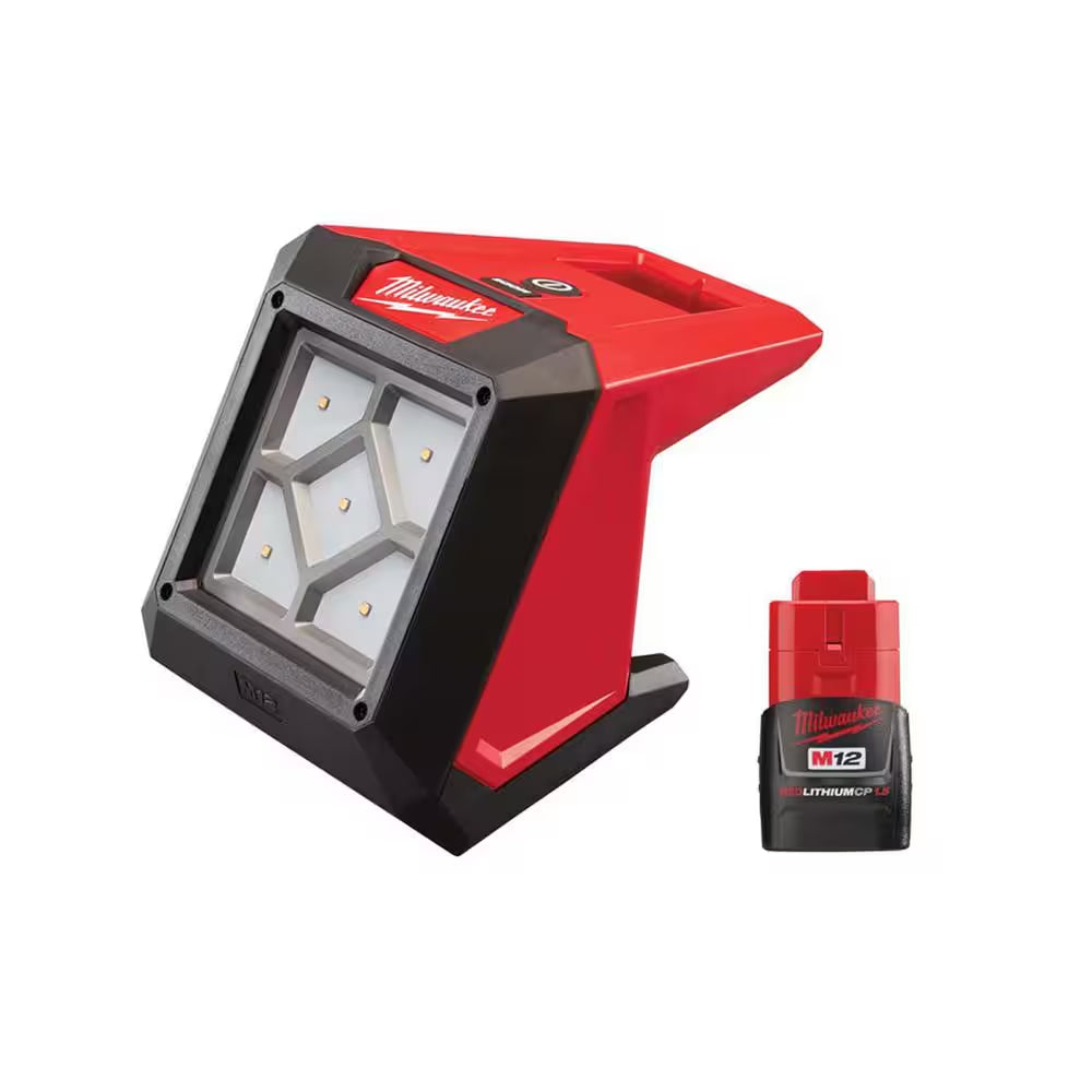 M12 12-Volt 1000 Lumens Lithium-Ion Cordless Rover LED Compact Flood Light with M12 1.5 Ah Battery Pack