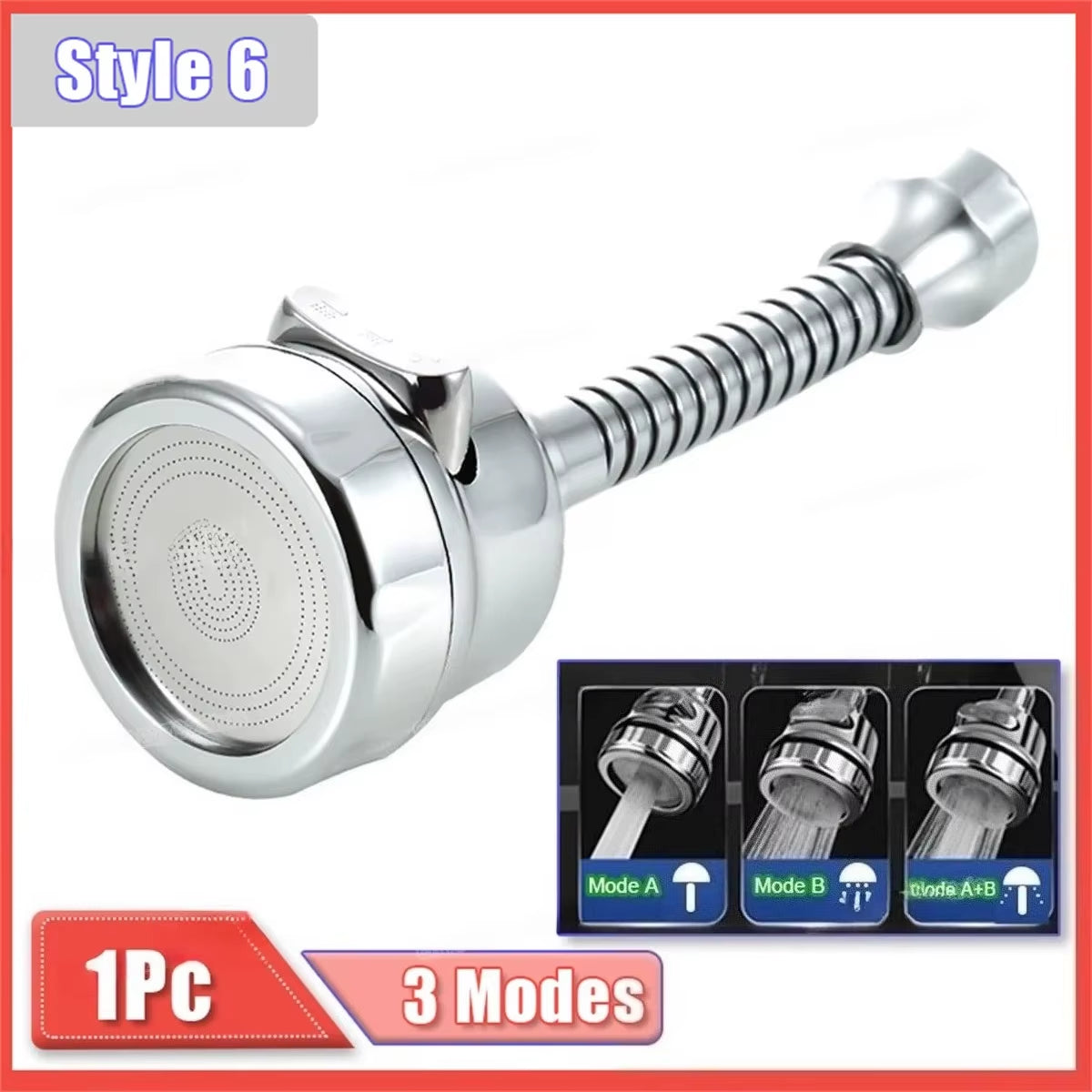 360 Degree Rotatable 2/3 Mode Faucet Extender Water Saving Bubbler Nozzle Adapter for Kitchen & Bathroom Home Faucet Accessories
