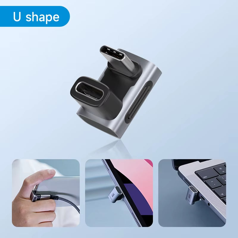 240W USB C to C Adapter - 40Gbps 8K 60Hz Right-Angle Converter for Thunderbolt 4/3, MacBook, iPhone 17 Pro, and Tablets