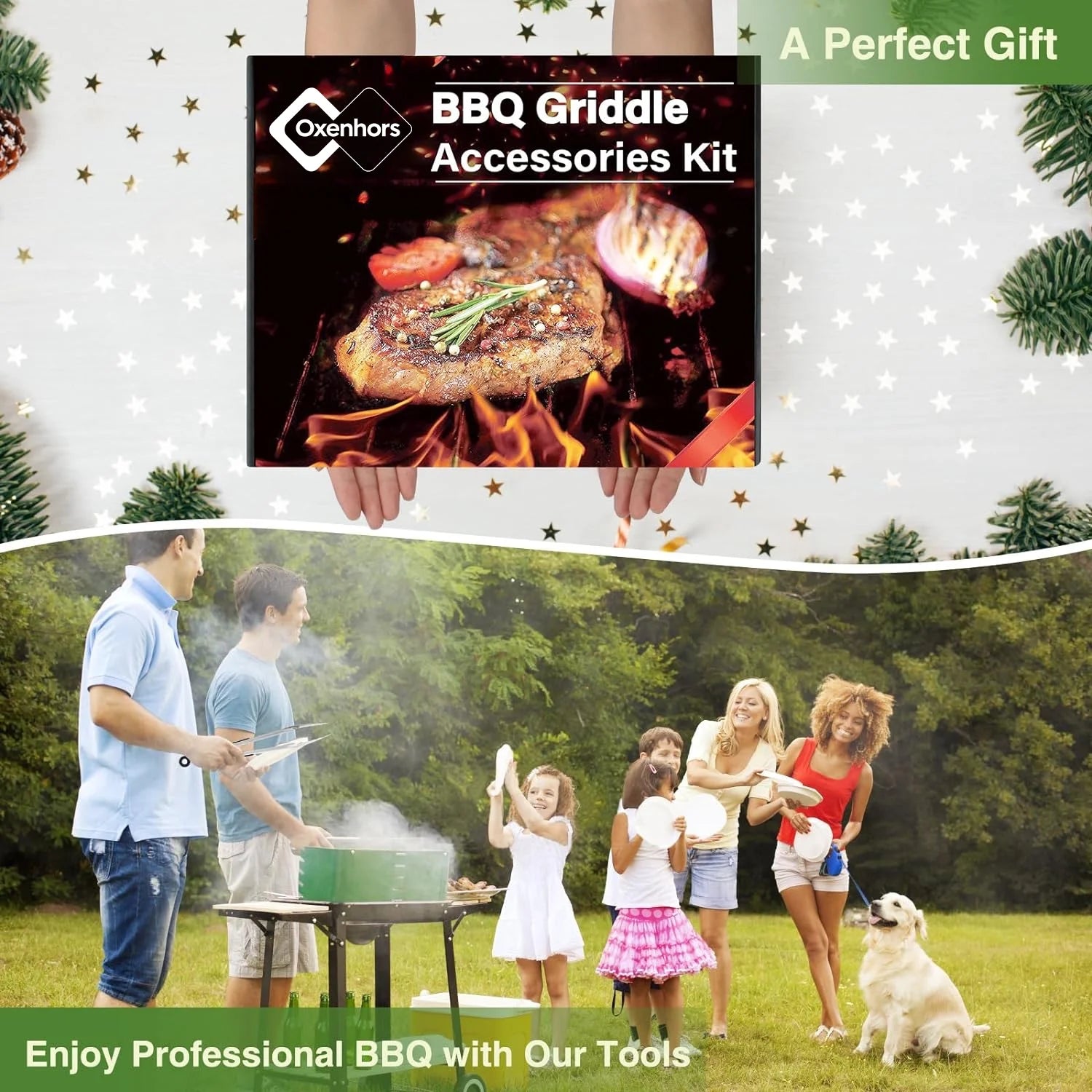 Oxenhors Griddle Accessories Kit, 26Pcs Grilling Accessories Set for Blackstone and Camp Chef, Flat Top Grill Accessories Set with Spatulas, Scraper, Egg Ring, Tong, Basting Cover for Outdoor BBQ