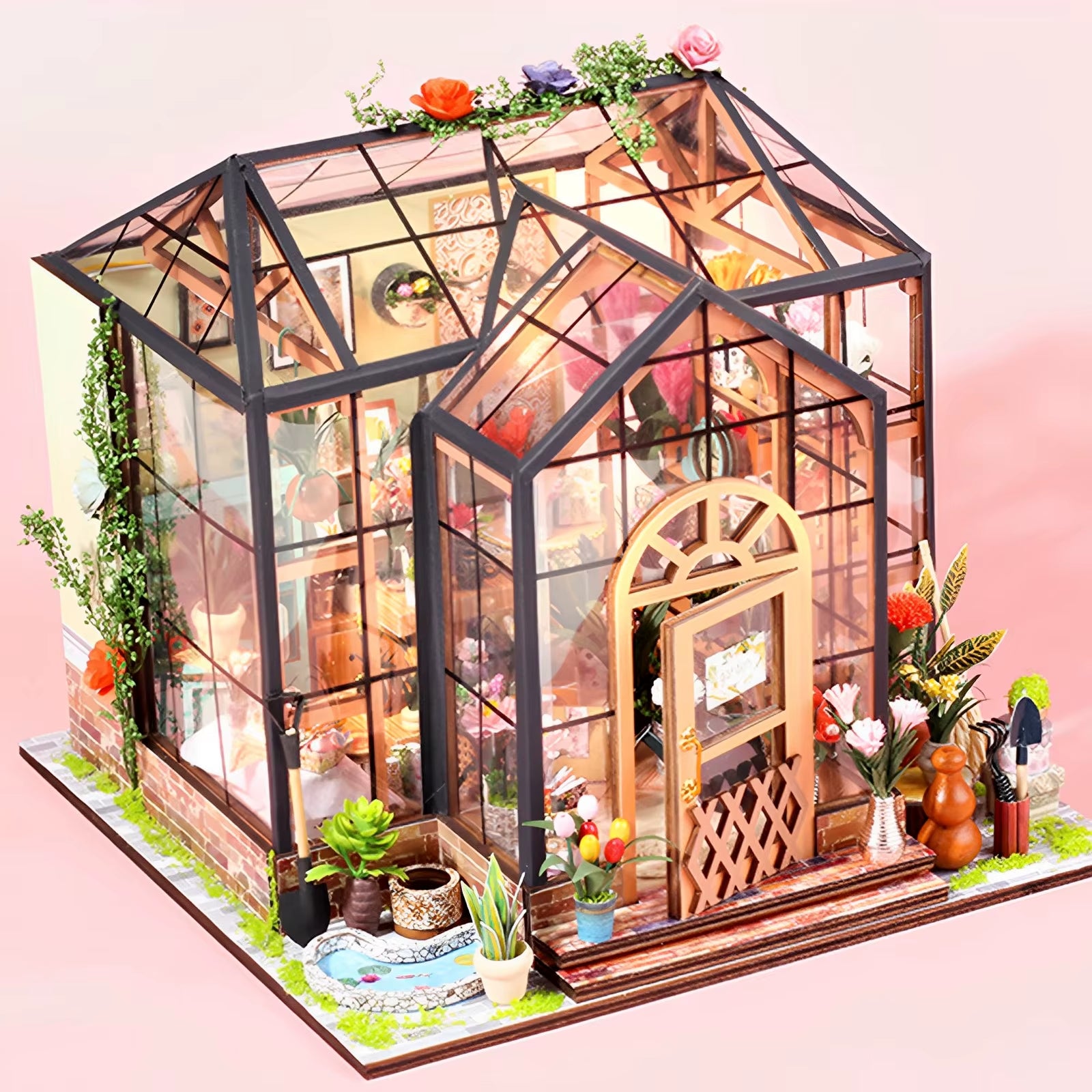 Doll House Kit Mini Flower House Handmade 3D Puzzle Assembly Craft Building Toys Home Bedroom Decoration DIY Craft Kids Gift