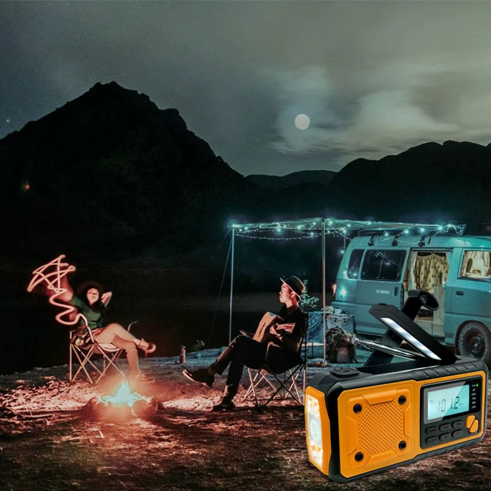 LOTOTG Portable Emergency Solar Power Radio Hand Crank Charging AM/FM Weather Radio Led Reading Flashlight Bank Phone Charger