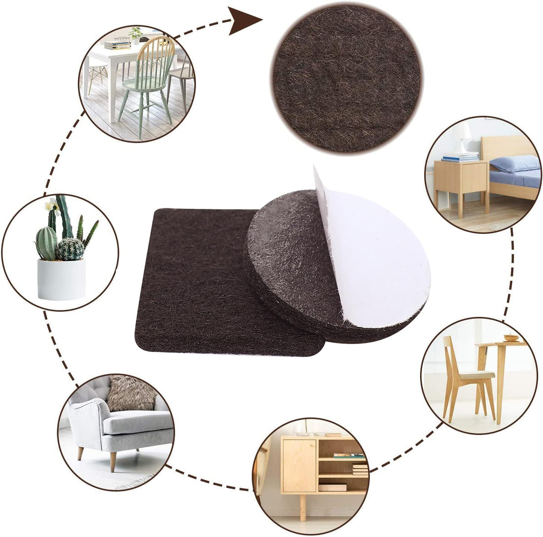 Felt Furniture Pads for Hardwood Floors -8" X 6" Premium Floor Protectors for Furniture, Felt Pads for Chair Legs,Brown