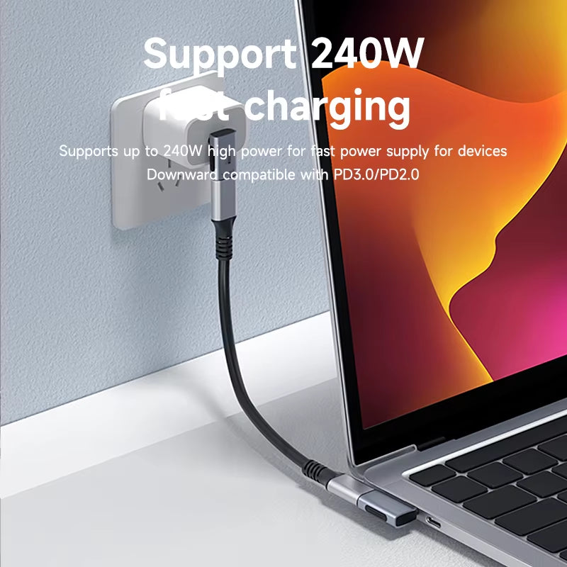240W USB C to C Adapter - 40Gbps 8K 60Hz Right-Angle Converter for Thunderbolt 4/3, MacBook, iPhone 17 Pro, and Tablets