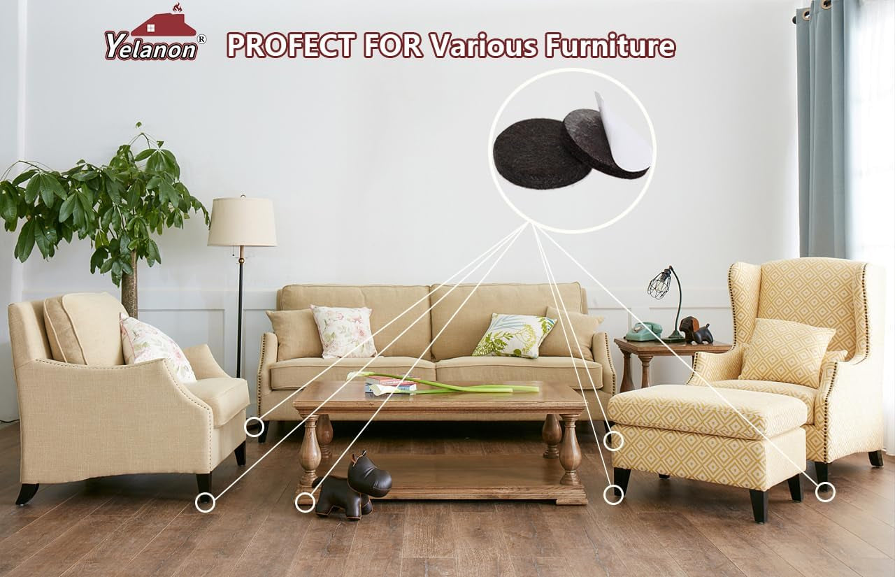 Felt Furniture Pads for Hardwood Floors -8" X 6" Premium Floor Protectors for Furniture, Felt Pads for Chair Legs,Brown