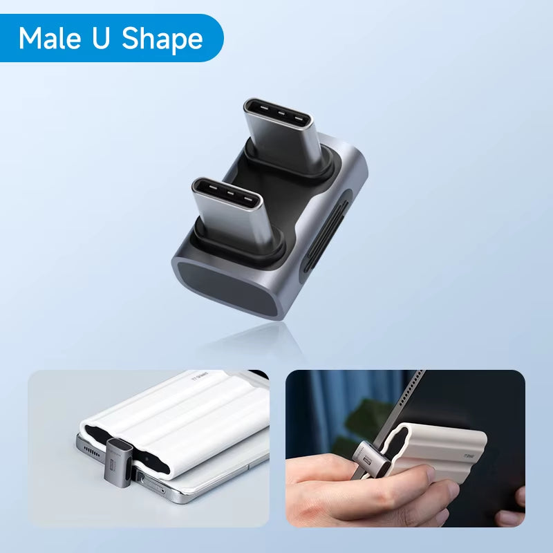 240W USB C to C Adapter - 40Gbps 8K 60Hz Right-Angle Converter for Thunderbolt 4/3, MacBook, iPhone 17 Pro, and Tablets