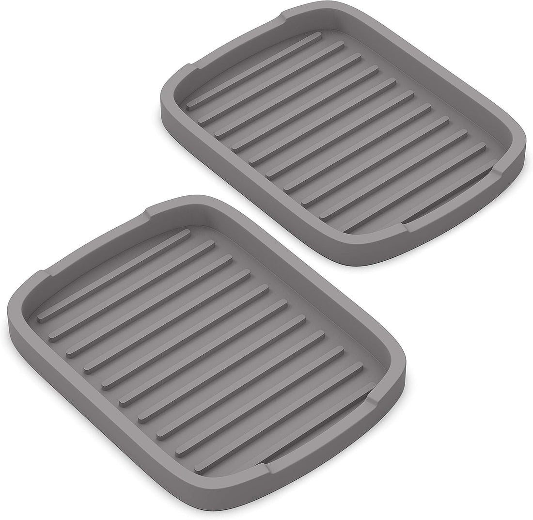 ZAPPOWARE Silicone Sponge Holder -Soap Tray - 5.9" X 4.33" Set -2Pcs (Gray)