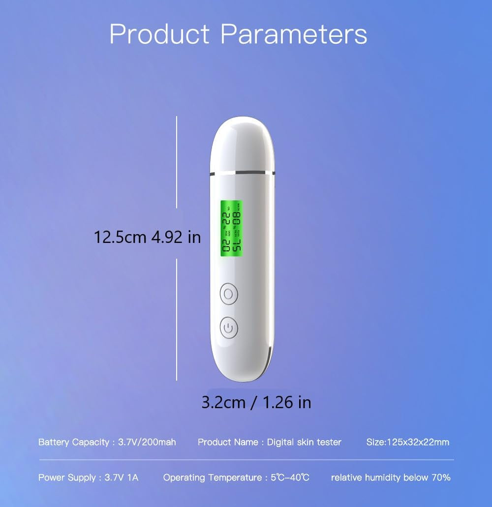 LCD Skin Oil Content Facial Moisture Analyzer Skin Care Tool for Radiant Skin, Digital Moisture Tester Monitoring Skin Health and Beauty Needs