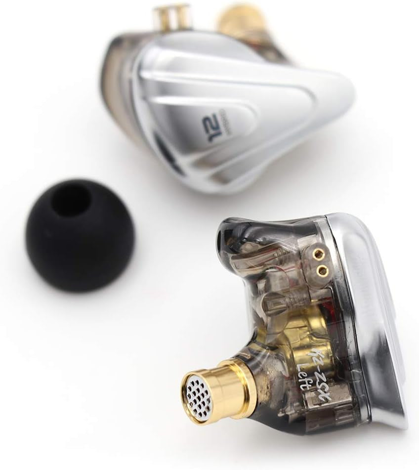 KZ ZSX 5BA+1DD 6 Driver Hybrid In-Ear Hifi Earphones with Zinc Alloy Faceplate, Recessed 2 Pin Detachable Cable for Audiophile Musician (Without Mic, Black)